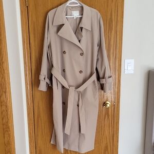 H&M Double-Breasted Trench Coat in Taupe